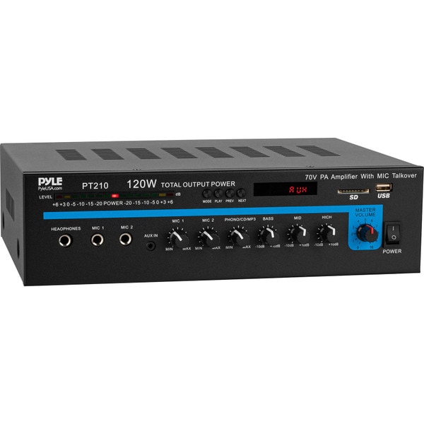 Main product image for Pyle PT210 120W PA Mono Amplifier w/ 70V Out & Mic 248-4666